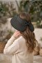 Women's Noir Vela Bowknot Straw Visor Hat Black – Wide Brim, Summer Chic Design - 2