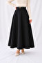 Black Woven High Waist Maxi Length Flared Skirt - 3