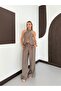 Women's Mink Cross Detailed Patterned Backless Blouse and Trousers Set