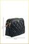 Women's Leather Three-Compartment Adjustable Strap Shoulder Bag - Black - 2