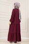Muslin Fabric Robalı İvana Dress-Bordo - 4