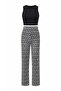 Women's Black and White Zigzag Patterned Cotton Lace Elastic Beach Pants - 2