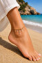 Gold Color Zircon Stone Steel Anklet – Minimal Summer Anklet