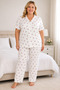 Women's Milan Fabric Comfortable Fit Buttoned Short Sleeve Pajama Set 3149