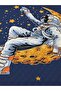 Astronaut Patterned Baby and Kids Printed Single Pique Set 160 X 220 cm Navy Blue - 2