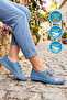 Blue Genuine Leather Women's Casual Shoes - 3