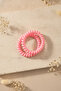 Pink Spiral Telephone Cord Shaped Hair Clip Rubber 3 Piece Set - 5