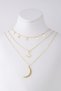 Gold Color Steel Multi-Layered Combination Necklace with Polar Star and Crescent Figure