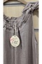 Zero Sleeve Italian Linen Dress with Gathered Collar, Midi Length - 3