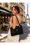 3-Piece Women's Bag Set Black Glitter Fabric Detailed Hand and Shoulder Bag Portfolio Bag Boxed Gift Set - 4
