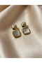 Gold Earrings with Square Natural Stones