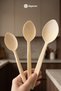 Set of 3 100% Natural Boxwood Wooden Spoons Handmade Wooden Dowry Mixing and Serving Spoons - 2