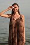 Brown Shoulder-Knot Detail Long Dress Per3429 - 2