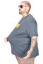 Mode XL Large Size T-Shirt Bıs Yaka Never U26125 Petrol Green - 3