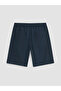 Xside Navy Blue Relax Fit Gabardine Men's Shorts - 7
