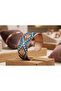 Copper Blue Anatolian Kilim Patterned Wide Adjustable Clamp Bracelet - 4