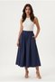 Women's Premium Parachute Non-See-Through Fabric Midi Skirt with Pockets and Elastic Waist El-3950 - 6