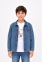 Blue Printed T-Shirt Boys' Jean Shirt Set 24162
