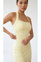 Yellow Halter Neck Stylish Gathered Waist Mini Dress - 4