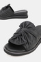 Women's Black Genuine Leather Flat Sole Daily Slippers, Size 36-42 - 3