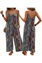 The Address of Comfortable Elegance Women's Rope Strap Round Neck Loose Single Jersey Long Jumpsuit - 3