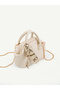 Wrinkled Textured Cream Shk334 Faux Leather, Scholarship, Chain Strap, Scarf Gift, Hand, Arm and Shoulder Bag - 4