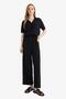 Regular Fit Cropped Collar Crinkle Viscose Short Sleeve Black Shirt (26 Sm) - 2