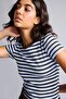 Fitted Crew Neck Striped Ribbed Short Sleeve T-Shirt I2416Ax26Au