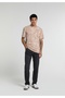 Regular Fit Round Neck Printed Men's Beige Short Sleeve T-Shirt - 3