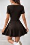 Women's Short Sleeve Square Collar Pocket Detailed Diving Suit Jumpsuit - 3