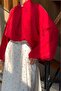 Balon Sleeve Red Thalia Chiffon Blouse - 8