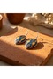 New Series Copper Navy Blue Orange Kilim Patterned Dangle Earrings - 7