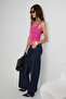 Lillesol Women's Ribbed Look Slim Fit Body-Fitting Round Neck Cotton Basic Dark Fuchsia Undershirt - 4
