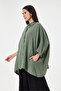 Women's Khaki Italian 100% Linen Plus Size Poncho Linen Shirt Size 42 - 52 - 2