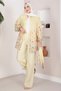 Floral Pattern Belted Tunic Trouser Set Yellow - 6