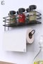 Adhesive Spice Rack 2 Pieces Metal Paper Towel Holder Black Spice Stand Kitchen Shelf Bathroom Rack - 4