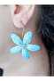 Blue, Wicker Flower Earrings - 2