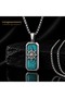Stainless Steel Turquoise Natural Stone Marine Sailor Rudder Pendant - 2