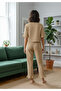 Women's Bamboo Linen Pajama Set with Tie Front Detail, Flared Sleeves and Cuffs - 4