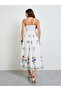 White Floral Print Strappy Maxi Dress - 5