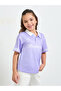 Girls Text Print Short Sleeve Polo T-Shirt