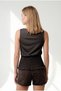 Women's Brown Waist-Cuffed Sleeveless Cotton Blouse Blz-19003430 - 5