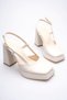 Beige women's high heeled shoe tr12my05c - 3