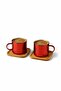 2-Person Mirrored Glass Coffee Cup Red
