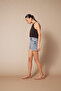 Halter Neck Balloon Crop Top with Window Detail Brown - 3