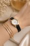 Leny Women's Wristwatch Gold Case Black Thin Band White Dial Minimal Classic Quartz Stylish Casual Women's Watch - 6