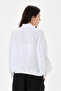 White Italian 100% Linen Embroidered Zippered Low Sleeve Oversize Linen Blouse Blouse Size 38 - 44 - 6