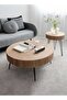 Mega Deal 📣 Solid Wood Table Modern Round Cafe Table Sofa Side Table End Table Snack Table Natural Wood Finsh H46xL60xW60 cm