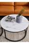 Ceramic Round Nesting Coffee Table Set with Metal Frame 2 Pieces - 6
