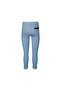 Dark Navy Blue Leather Paneled Pique Fabric Girls' Leggings - 3